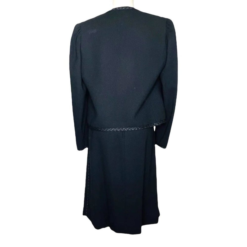 Limited Editions 60s Wool Skirt Suit Embroidered Piping Details Black EUC VINTG - Picture 5 of 13